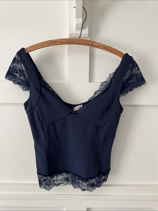 Intimately By Free People Tops - Navy Lace-Trim Women's Camisole